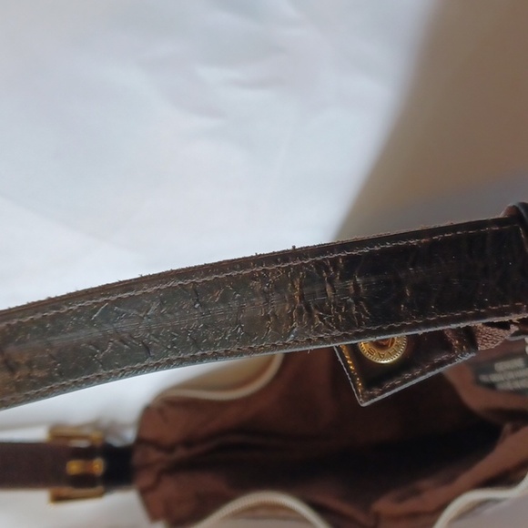 Vintage Genuine Brown Soft Leather EEL Skin Burgundy Shoulder Bag, 13" x 7" - Picture 6 of 8